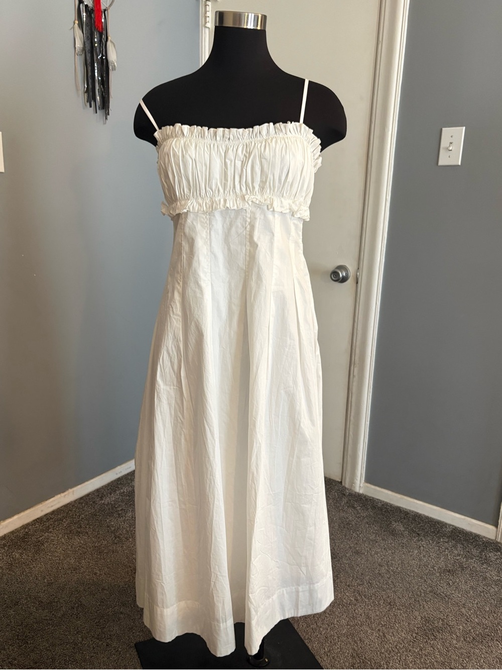 Sunday in Brooklyn White Babydoll Corset Midi Sundress Cottagecore Prairie - SM